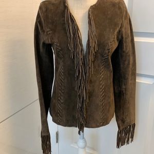 Size S 100% leather lined fringe jacket Pictures do not do justice, rich brown
